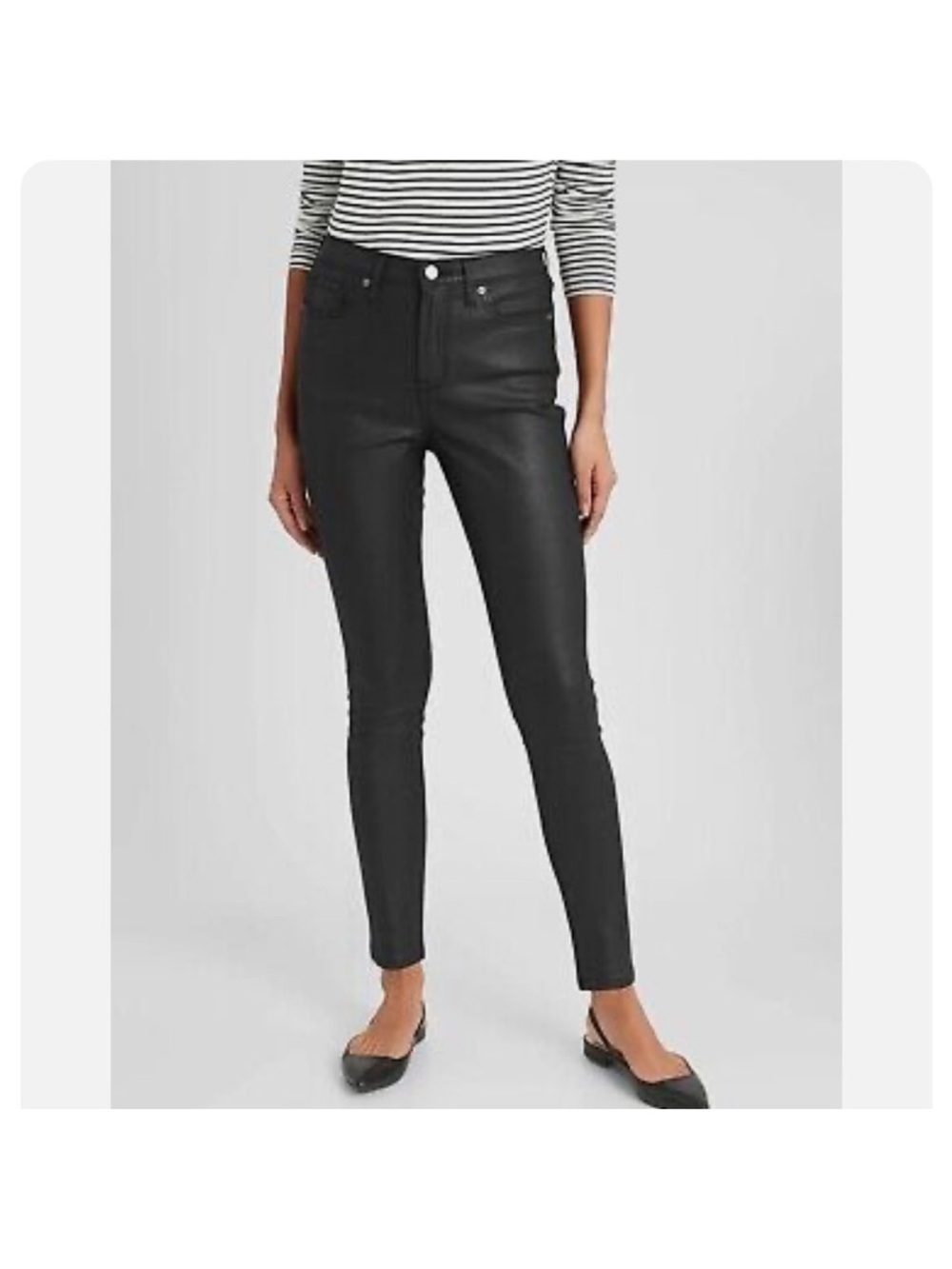NWOT Banana Republic Curvy High-Rise Slim Coated Jean Black Stretch Sz 28/6 - Picture 2 of 16